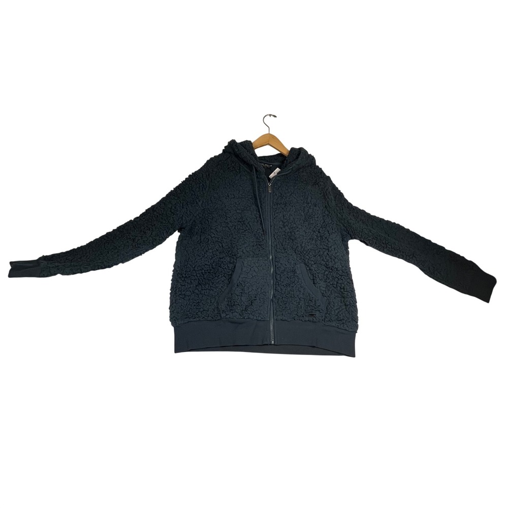 Marc New York Performance Womens XL Navy Blue Teddy Faux Fur Zip Hoodie 1423653